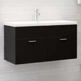 Fekete szerelt fa mosdószekrény 90 x 38,5 x 46 cm