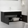 Fekete szerelt fa mosdószekrény 90 x 38,5 x 46 cm