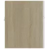 Fehér és sonoma tölgy szerelt fa mosdószekrény 90x38,5x46 cm