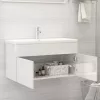 Magasfényű fehér szerelt fa mosdószekrény 90 x 38,5 x 46 cm