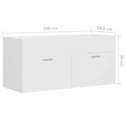 Fehér szerelt fa mosdószekrény 100 x 38,5 x 46 cm
