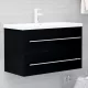 Fekete szerelt fa mosdószekrény 80 x 38,5 x 48 cm