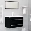 Fekete szerelt fa mosdószekrény 80 x 38,5 x 48 cm