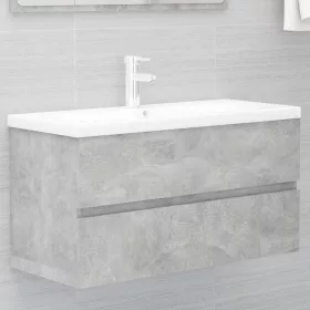 Betonszürke szerelt fa mosdószekrény 90 x 38,5 x 45 cm
