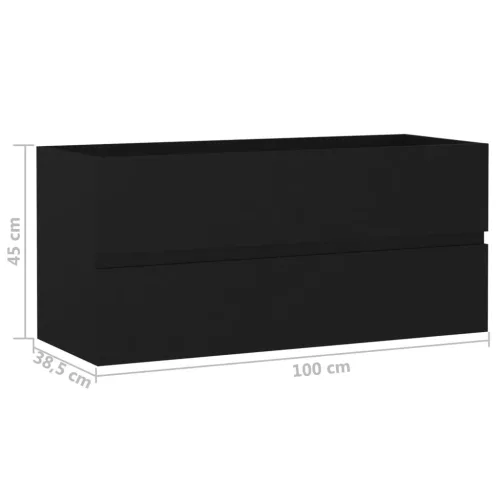 Fekete szerelt fa mosdószekrény 100 x 38,5 x 45 cm