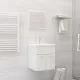 2 részes magasfényű fehér forgácslap fürdőszobai bútorszett