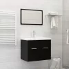 2 részes fekete forgácslap fürdőszobai bútorszett
