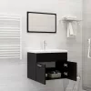 2 részes fekete forgácslap fürdőszobai bútorszett