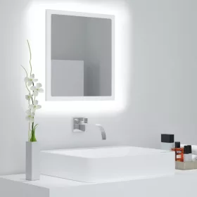 Fehér akril LED-es fürdőszobai tükör 40 x 8,5 x 37 cm