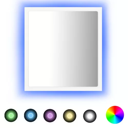 Fehér akril LED-es fürdőszobai tükör 40 x 8,5 x 37 cm