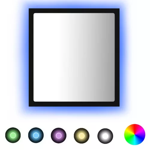 Fekete akril LED-es fürdőszobai tükör 40 x 8,5 x 37 cm