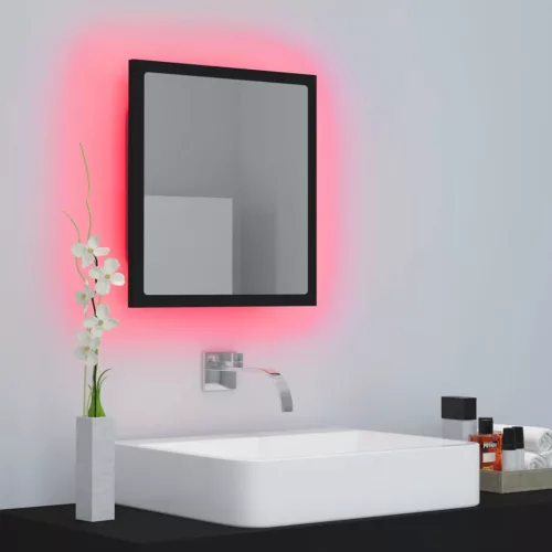 Fekete akril LED-es fürdőszobai tükör 40 x 8,5 x 37 cm