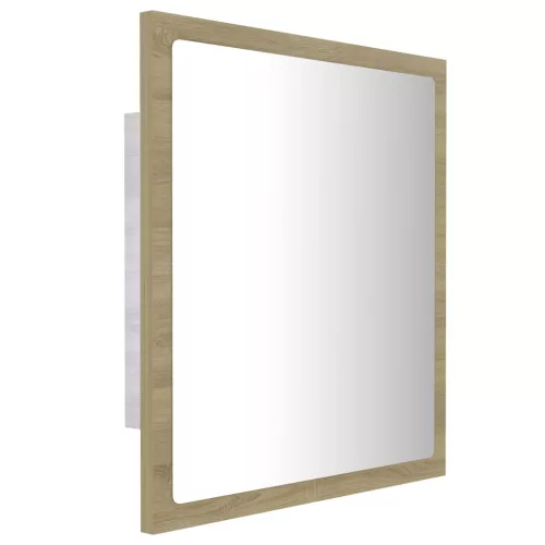 Sonoma tölgy akril LED-es fürdőszobai tükör 40x8,5x37 cm