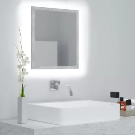 Betonszürke akril LED-es fürdőszobatükör 40x8,5x37 cm