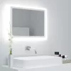 Fehér akril LED-es fürdőszobai tükör 60 x 8,5 x 37 cm