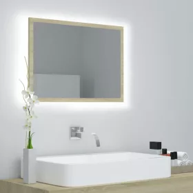   Sonoma tölgy akril LED-es fürdőszobai tükör 60x8,5x37 cm