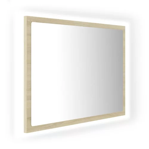 Sonoma tölgy akril LED-es fürdőszobai tükör 60x8,5x37 cm