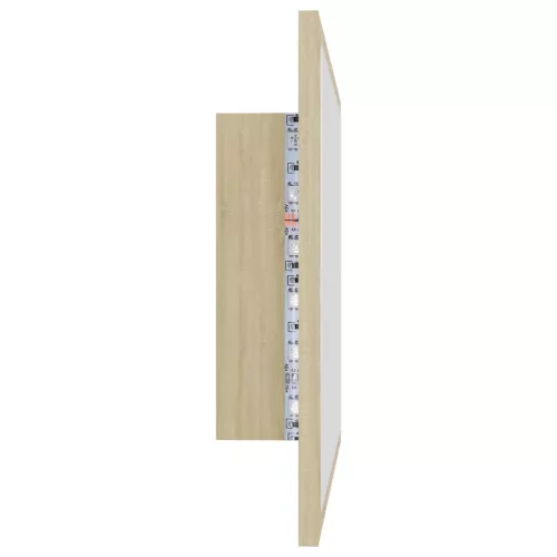 Sonoma tölgy akril LED-es fürdőszobai tükör 60x8,5x37 cm
