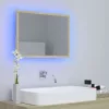 Sonoma tölgy akril LED-es fürdőszobai tükör 60x8,5x37 cm