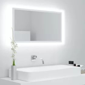 Fehér akril LED-es fürdőszobai tükör 80 x 8,5 x 37 cm