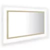 Sonoma-tölgy akril LED-es fürdőszobai tükör 80x8,5x37 cm