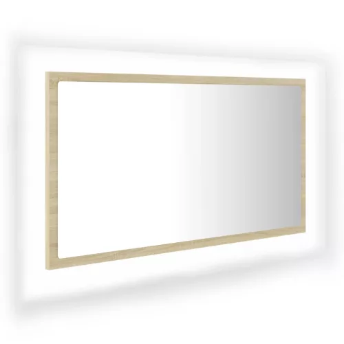 Sonoma-tölgy akril LED-es fürdőszobai tükör 80x8,5x37 cm