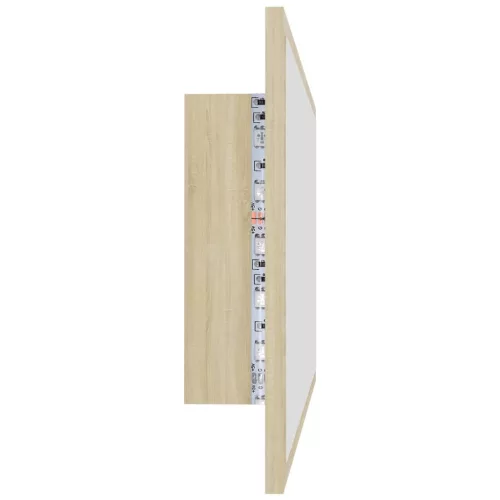 Sonoma-tölgy akril LED-es fürdőszobai tükör 80x8,5x37 cm
