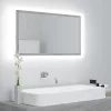 Betonszürke akril LED-es fürdőszobatükör 80x8,5x37 cm