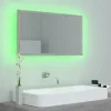 Betonszürke akril LED-es fürdőszobatükör 80x8,5x37 cm