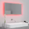 Betonszürke akril LED-es fürdőszobatükör 80x8,5x37 cm