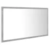 Betonszürke akril LED-es fürdőszobatükör 80x8,5x37 cm