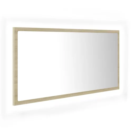 Sonoma tölgy akril LED-es fürdőszobai tükör 90x8,5x37 cm