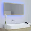 Sonoma tölgy akril LED-es fürdőszobai tükör 90x8,5x37 cm