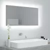 Betonszürke akril LED-es fürdőszobatükör 90x8,5x37 cm