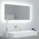 Betonszürke akril LED-es fürdőszobatükör 90x8,5x37 cm