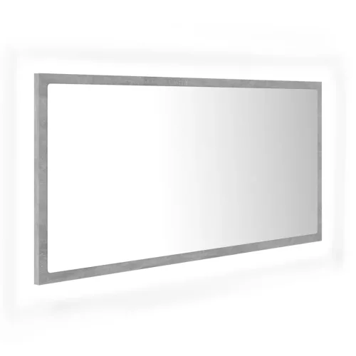 Betonszürke akril LED-es fürdőszobatükör 90x8,5x37 cm