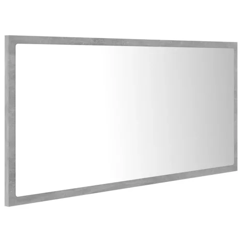 Betonszürke akril LED-es fürdőszobatükör 90x8,5x37 cm