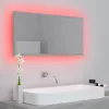 Betonszürke akril LED-es fürdőszobatükör 90x8,5x37 cm