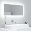 Magasfényű fehér akril LED-es fürdőszobatükör 90x8,5x37 cm