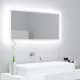 Magasfényű fehér akril LED-es fürdőszobatükör 90x8,5x37 cm