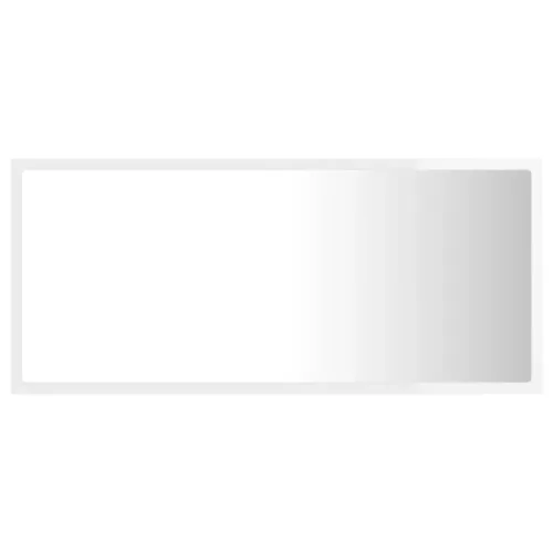 Magasfényű fehér akril LED-es fürdőszobatükör 90x8,5x37 cm