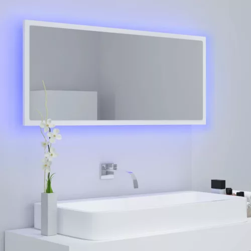 Fehér akril LED-es fürdőszobai tükör 100x8,5x37 cm