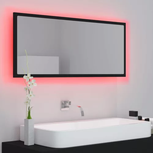 Fekete akril LED-es fürdőszobai tükör 100x8,5x37 cm