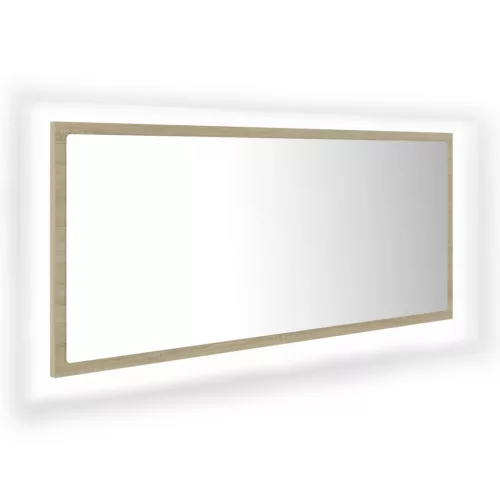 Sonoma tölgy akril LED-es fürdőszobai tükör 100x8,5x37 cm