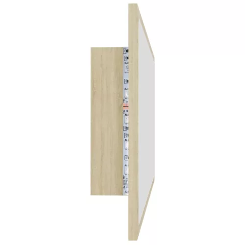 Sonoma tölgy akril LED-es fürdőszobai tükör 100x8,5x37 cm
