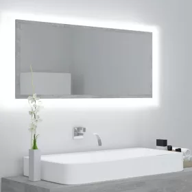 Betonszürke akril LED-es fürdőszobatükör 100x8,5x37 cm