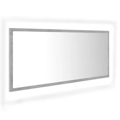 Betonszürke akril LED-es fürdőszobatükör 100x8,5x37 cm