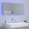 Betonszürke akril LED-es fürdőszobatükör 100x8,5x37 cm