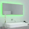 Betonszürke akril LED-es fürdőszobatükör 100x8,5x37 cm