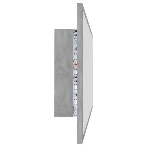 Betonszürke akril LED-es fürdőszobatükör 100x8,5x37 cm